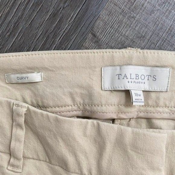 Talbots Khaki Pants Plus Size "Curvy" 18W - Picture 2 of 8